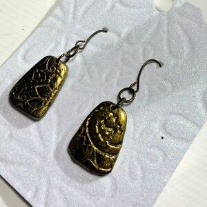 Gold Textured Dangle Earrings